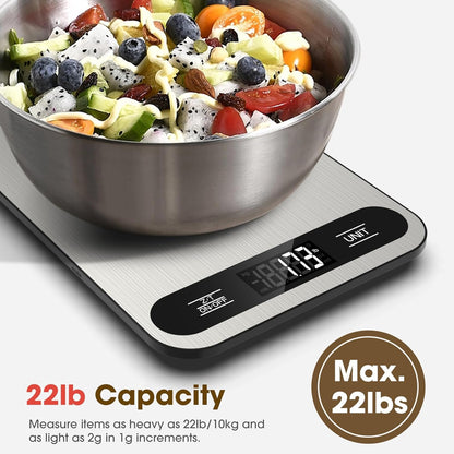 Mik-Nana Digital Kitchen Scale - 22lb Capacity with Tare Function & LCD Display | Stainless Steel for Baking & Cooking
