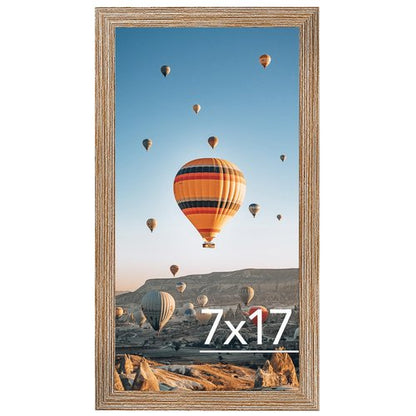 JCJMY 7x17 Picture Frame Rustic Brown for Poster Photo Picture, Horizontal and Vertical Formats for Wall Hanging, 7 x 17 Wall Gallery Poster Photo Frame for 7 by 17 Photos Posters, Rustic Brown