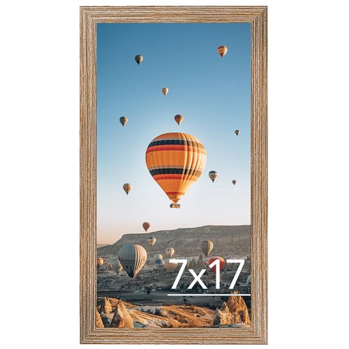 JCJMY 7x17 Picture Frame Rustic Brown for Poster Photo Picture, Horizontal and Vertical Formats for Wall Hanging, 7 x 17 Wall Gallery Poster Photo Frame for 7 by 17 Photos Posters, Rustic Brown