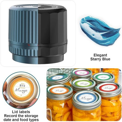 M12 Auto Stop Electric Mason Jar Vacuum Sealer - Smart 2026 Upgrade for Wide & Regular Jars | 2500mAh Portable Kit