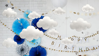 Skiennix 3D Cloud Decorations - Felt White Hanging Clouds for Nursery, Baby Shower & Party Decor | 10 Pcs