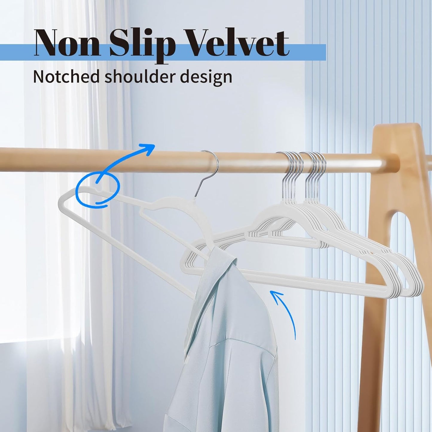 Smartor Velvet Hangers - Space-Saving Non-Slip Clothes Hangers with Tie Bar | 20-Pack Heavy Duty