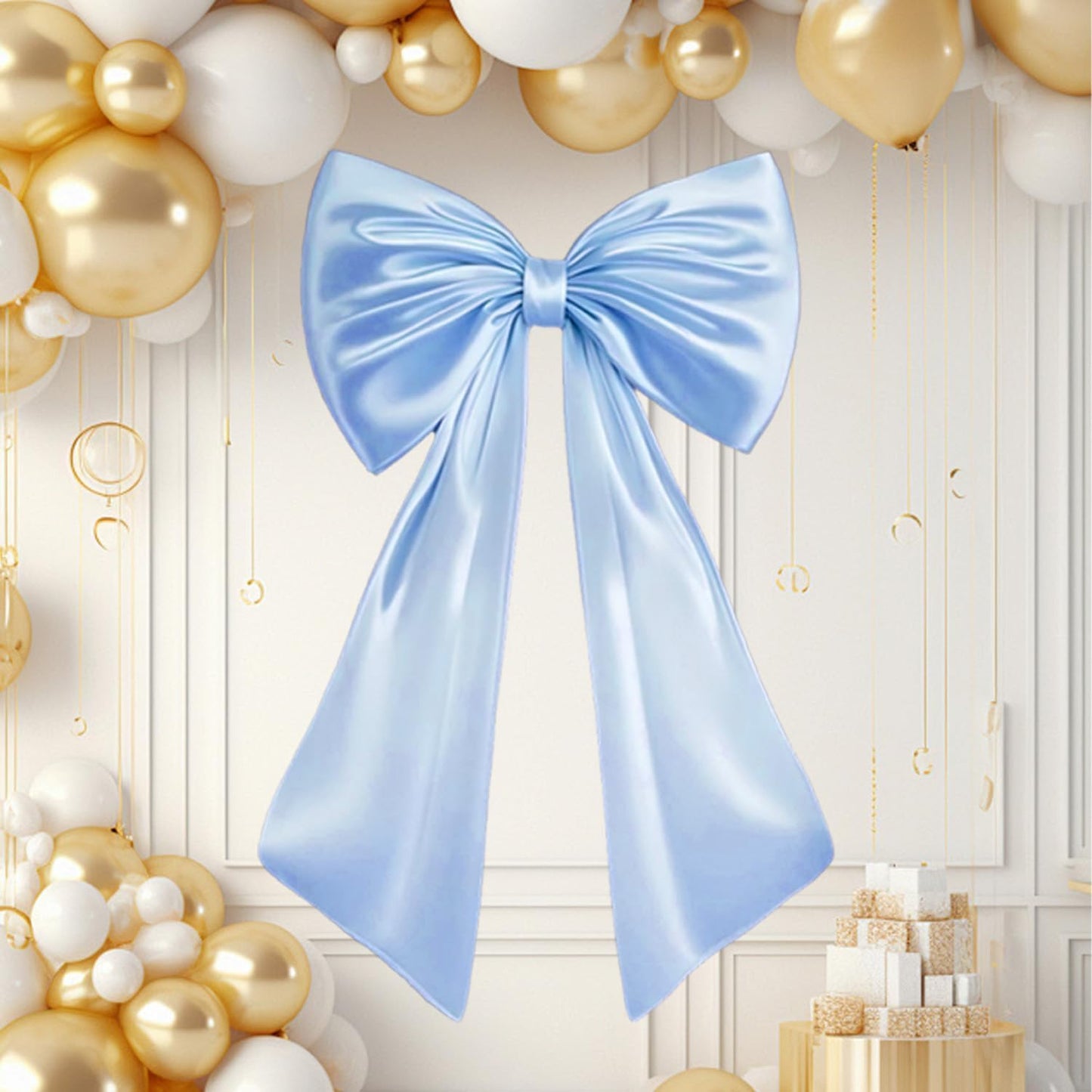 Skiennix Large Blue Bow Decor - Stunning Birthday Party Backdrop & Wall Decorations for Weddings, Showers