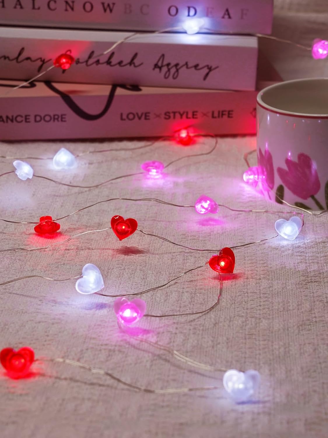 Skiennix Heart Fairy Lights - 10FT 30 LED Battery Operated String Lights | Waterproof for Indoor & Outdoor Valentine's Decor