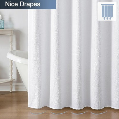 OWENIE White Shower Curtain for Bathroom 72x72 Inch, 3D Embossed Textured Waffle Fabric Shower Curtains, Soft Hotel Farmhouse Style, Water Repellent, Machine Washable, White, 72" W x 72" L