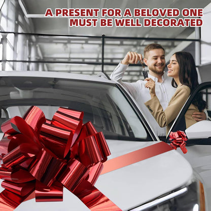 Big Car Bow - Metallic Red 20-Inch Round Present Bow for Cars, Weddings, Birthdays & Gifts