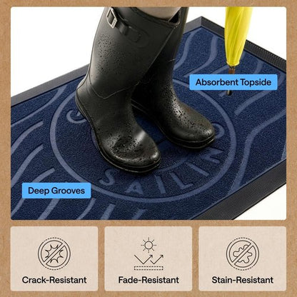 GORILLA GRIP Waterproof All-Season WeatherMAX Doormat - Stain & Fade Resistant, Easy Clean, 29x17, Blue Sailing