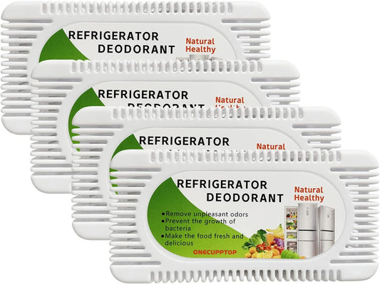 Skiennix Refrigerator Deodorizer - 4 Pack Activated Carbon Odor Eliminator & Moisture Absorber