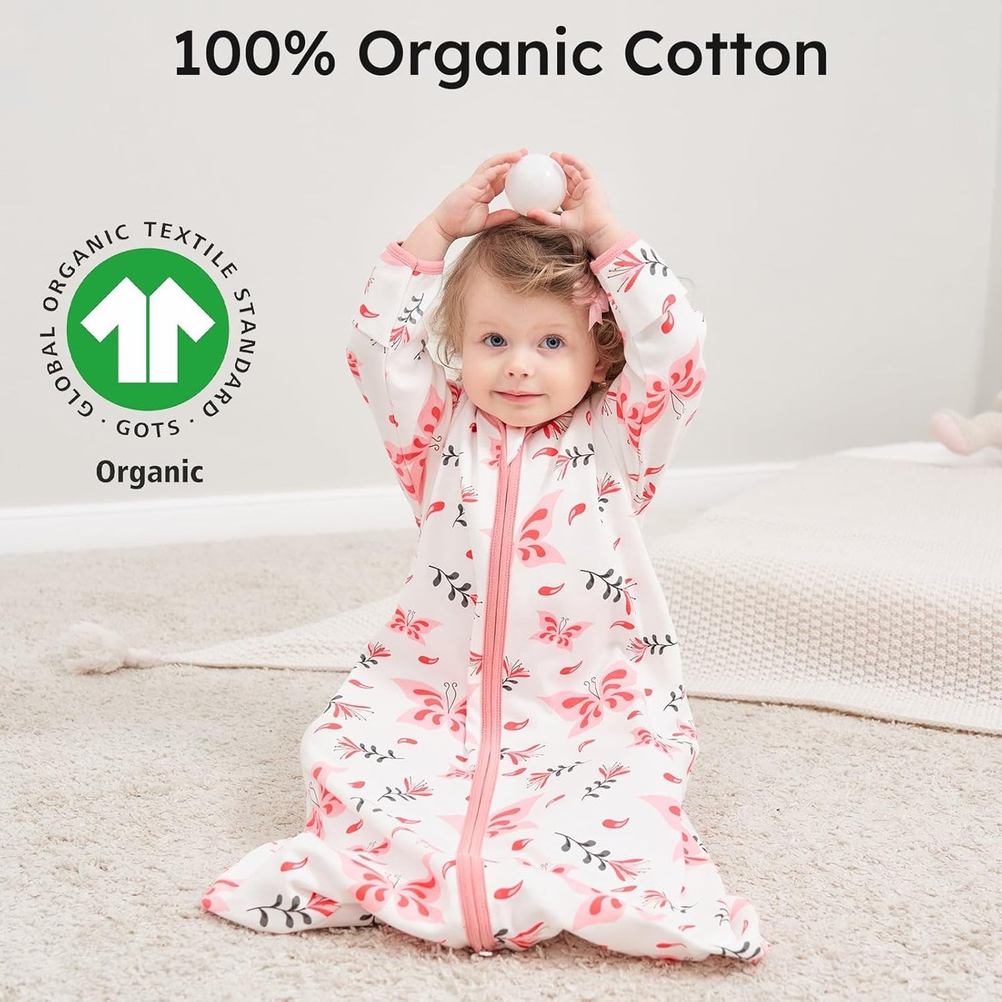 Yoofoss Baby Sleep Sack - 100% Cotton Long Sleeve Wearable Blanket for Infants 6-12 Months | 0.5 Tog, Lightweight