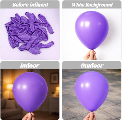 Voircoloria Purple Balloons - 12-Inch Latex Balloons, 66-Pack for Halloween, Weddings & Celebrations