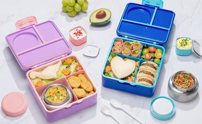 Fimibuke Bento Box - BPA Free & Leakproof Lunch Box with 8.5oz Insulated Food Jar | 3 or 4 Compartment Container for Kids