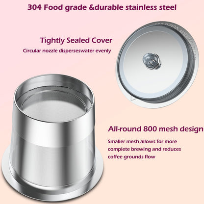 Reusable K Cups for Keurig, Universal Stainless Steel K Cup Reusable Coffee Pods Compatible for Keurig 1.0 & 2.0 Coffee Makers (2 Pack)