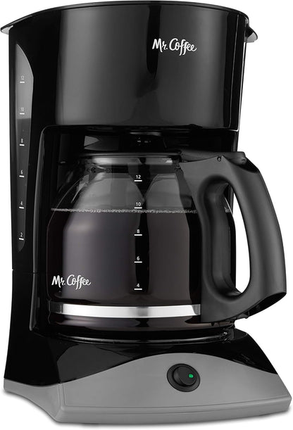 Mr. Coffee 12-Cup Black Coffee Maker - Auto Pause Feature & Glass Carafe for Home & Office