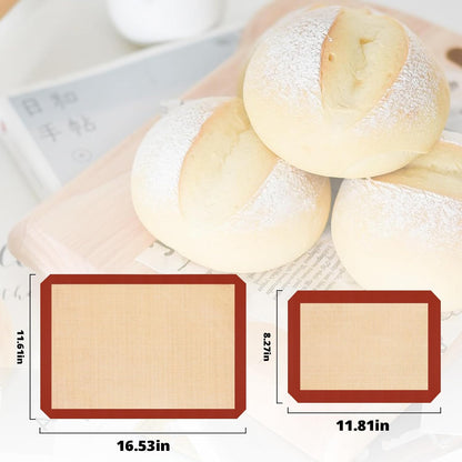 Silicone Baking Mats - 3 Pack Non-Stick Oven Sheets | Easy Clean & Reusable for Cookies, Macaroons, Bread