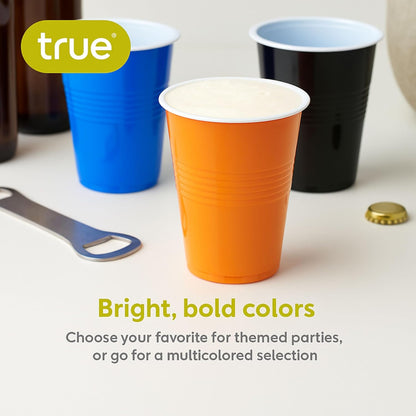 True Plastic Cups - 16 oz Disposable Cocktail & Soda Cups | Set of 50 in Vibrant Orange for Parties & Events