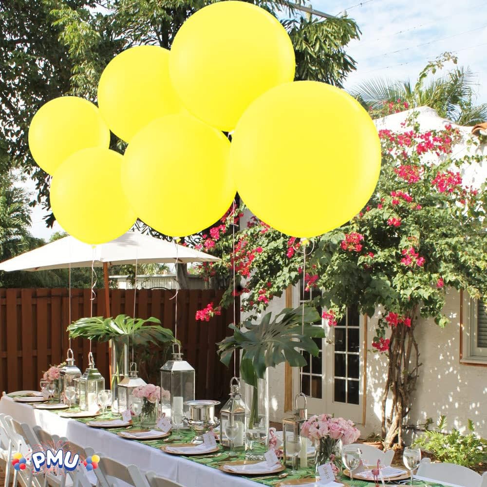 PMU Jumbo Latex Balloons - Premium 36 Inch Canary Yellow for Birthdays, Weddings & Baby Showers
