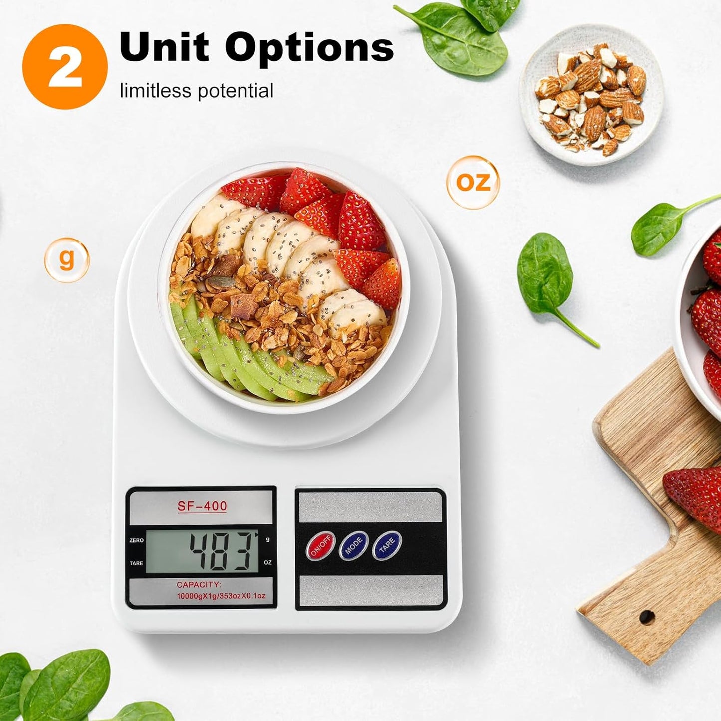 Partyreal Digital Kitchen Scale - Stainless Steel Food Scale with Oz/G Units | Replaceable Battery | Perfect for Meal Prep and Baking