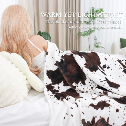 Cow Print Blanket King Size, Super Soft Cozy Plush Cow Blankets, Lightweight Microfiber Fleece Throw for Couch Sofa Bed 90"x108"