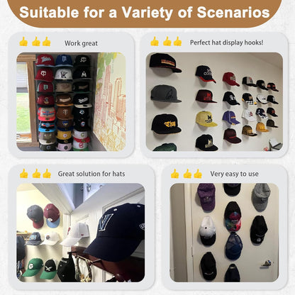 Skiennix 22 Pack Adhesive Hat Hooks - Super Strong Hat Rack for Baseball Caps | No Drilling, Black