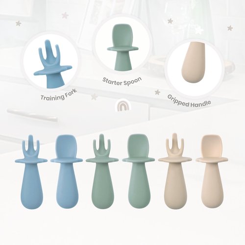 Baby Bliss 6 Pack Baby Spoons Self Feeding 6 Months +, Baby Utensils Silicone Baby Spoon, Baby Led Weaning Supplies, Self Feeding Spoon, Infant Spoons First Stage, BPA Free