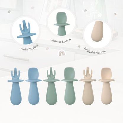 Baby Bliss 6 Pack Baby Spoons Self Feeding 6 Months +, Baby Utensils Silicone Baby Spoon, Baby Led Weaning Supplies, Self Feeding Spoon, Infant Spoons First Stage, BPA Free