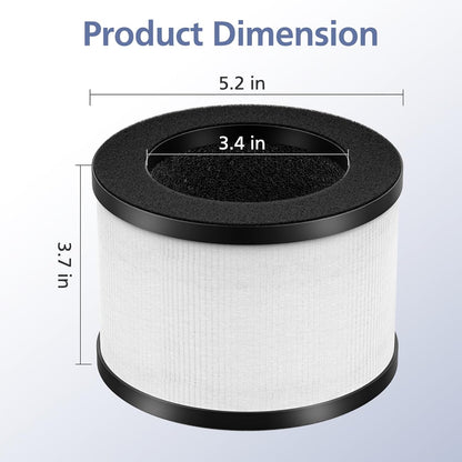 TZ-K1 Replacement Filter - 3-in-1 Smoke & Pollen Filtration - Compatible with FreAire, ToLife, VOOPNU | 2 Pack, White