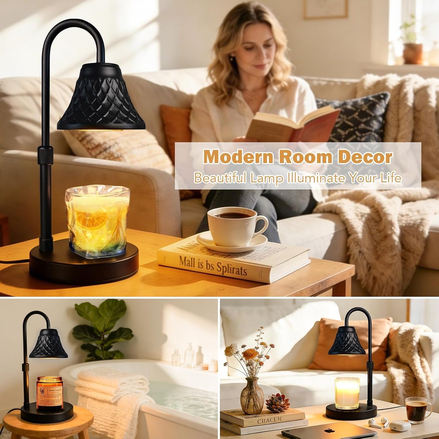 Skiennix Adjustable Candle Warmer Lamp - Timer Feature for All Candle Jars | Perfect Home Decor Gift for Women