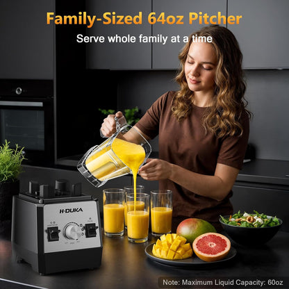 Skiennix Countertop Blender - 25000 RPM Powerful Smoothie Maker with 64oz Pitcher | Self-Cleaning, Ice Crushing, Silver Black