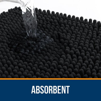 OLANLY Bathroom Rugs 35x24, Extra Soft Absorbent Chenille Bath Rugs, Rubber Backing Quick Dry, Machine Washable Bath Mats for Bathroom Floor, Tub and Shower, Home Decor Accessories, Black