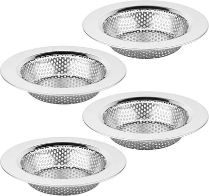 Chefbee Kitchen Sink Drain Strainer - 4 Pack Stainless Steel Sink Drain Cover Filter Food Catcher Basket with Wide Rim 4.4”, Kitchen Accessories