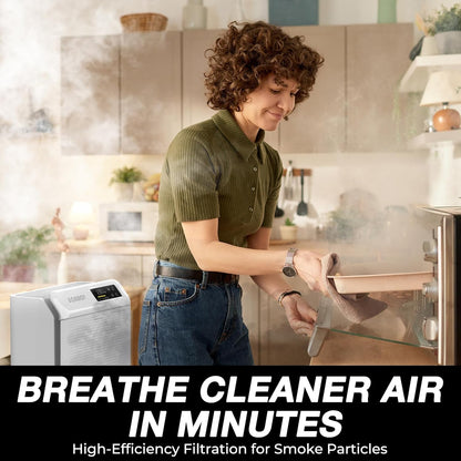 Skiennix Air Purifier - HEPA Filter with Washable Pre-Filter & Sleep Mode | For Large Rooms Up to 2,330 Ft², Matte White