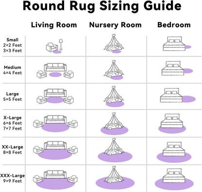 OLANLY Purple Round Area Rug - Soft, Fluffy, Machine Washable 6 ft Circle Carpet for Bedroom & Living Room