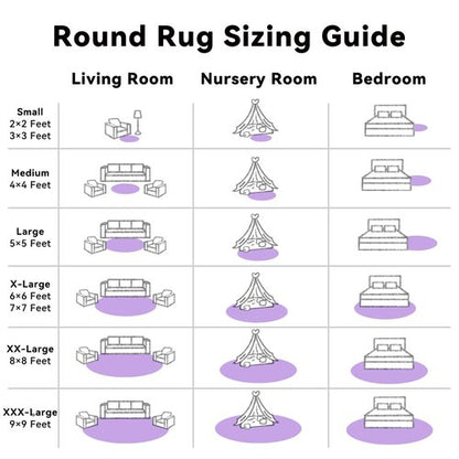 OLANLY Purple Round Rugs for Bedroom - Machine Washable, 3 ft Circle Area Rugs for Living Room, Soft and Fluffy Shaggy Carpet for Teen Girls and Boys, Nursery Rooms, Dorms, Home Decor Aesthetic