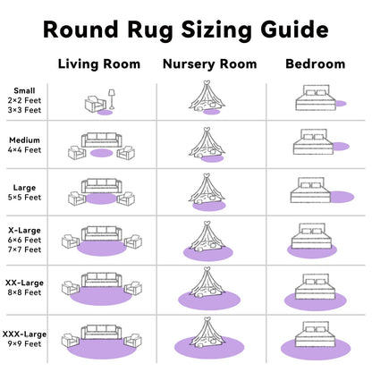 OLANLY Purple Round Rugs for Bedroom - Machine Washable, 9 ft Circle Area Rugs for Living Room, Soft and Fluffy Shaggy Carpet for Teen Girls and Boys, Nursery Rooms, Dorms, Home Decor Aesthetic