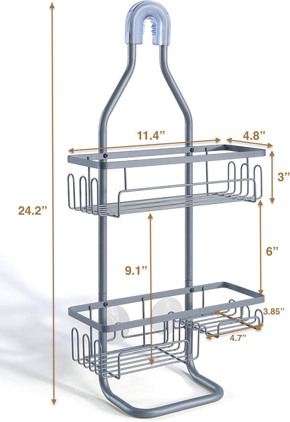 SunnyPoint Shower Head Caddy Organizer - Sturdy Tubing Structure | Standard Size, Grey