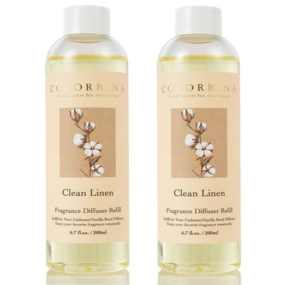 Cocorrína Reed Diffuser Refill - Clean Linen 6.7 oz / 2 Packs Reed Diffuser Oil Refill
