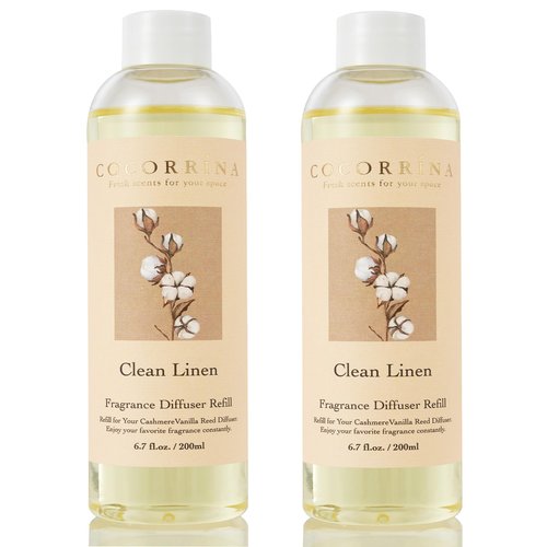 Cocorrína Reed Diffuser Refill - Clean Linen 6.7 oz / 2 Packs Reed Diffuser Oil Refill