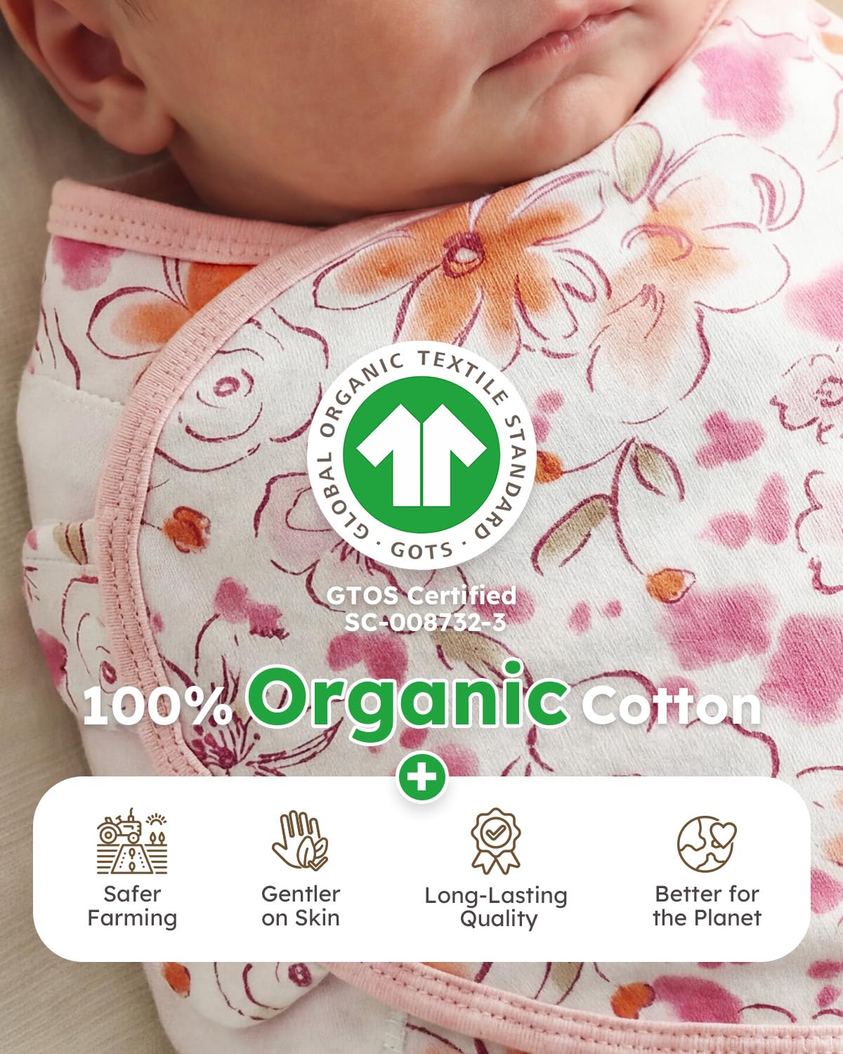 Yoofoss Baby Swaddle Sack - 100% Organic Cotton, Adjustable Design for Newborns 0-3 Months, Soft & Breathable