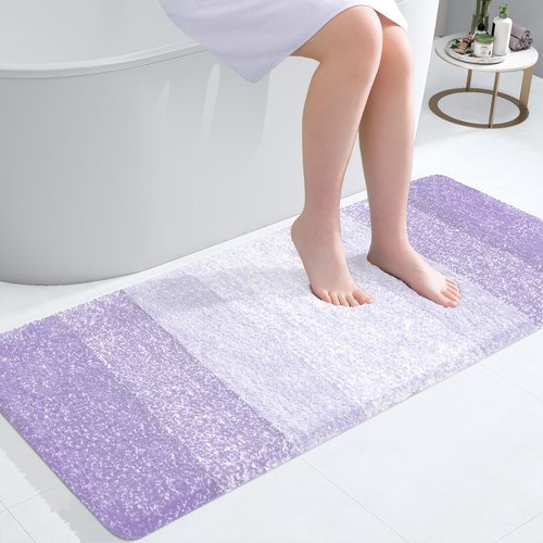 OLANLY Bathroom Rugs Mat 47x20, Extra Soft Absorbent Microfiber Bath Rug, Rubber Backing, Quick Dry, Machine Washable Bath Mats for Bathroom Floor, Tub and Shower, Home Decor Accessories, Light Purple