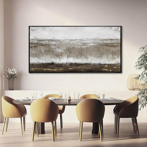 Artexist Textured Canvas Wall Art - Modern Black and Grey Photo Print | 24"x48" Artwork for Bedroom or Office