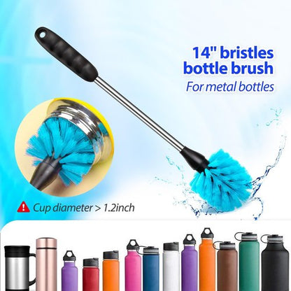 Holikme Bottle Brush Set - Long Handle Tube Cleaner for Narrow Neck Beer & Wine Decanters | White
