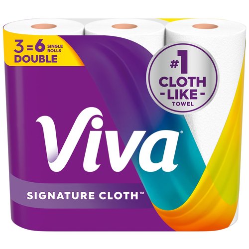 Viva Signature Cloth Paper Towels, Choose-A-Sheet Size, 3 Double Rolls, 86 Sheets per Roll (Packaging May Vary)