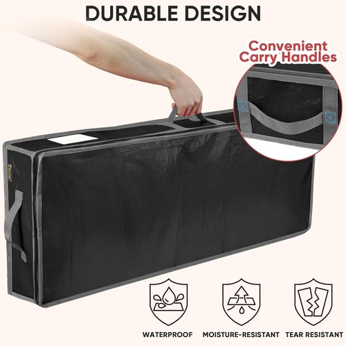 BALEINE Soft Christmas Wrapping Paper Storage Bag - 40" Durable PE with Flexible Partitions & Pockets (Black)