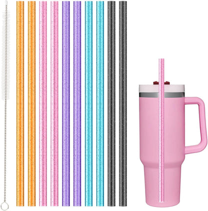 Stanley - Replacement Straws for 40 oz, 30 oz & 64 oz Tumblers - 10 Pack Reusable Colorful Straws with Cleaning Brush