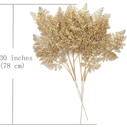 Tall 30-Inch Champagne Golden Artificial Leaves Plant - 2 Pack, Indoor/Outdoor Faux Shrubs