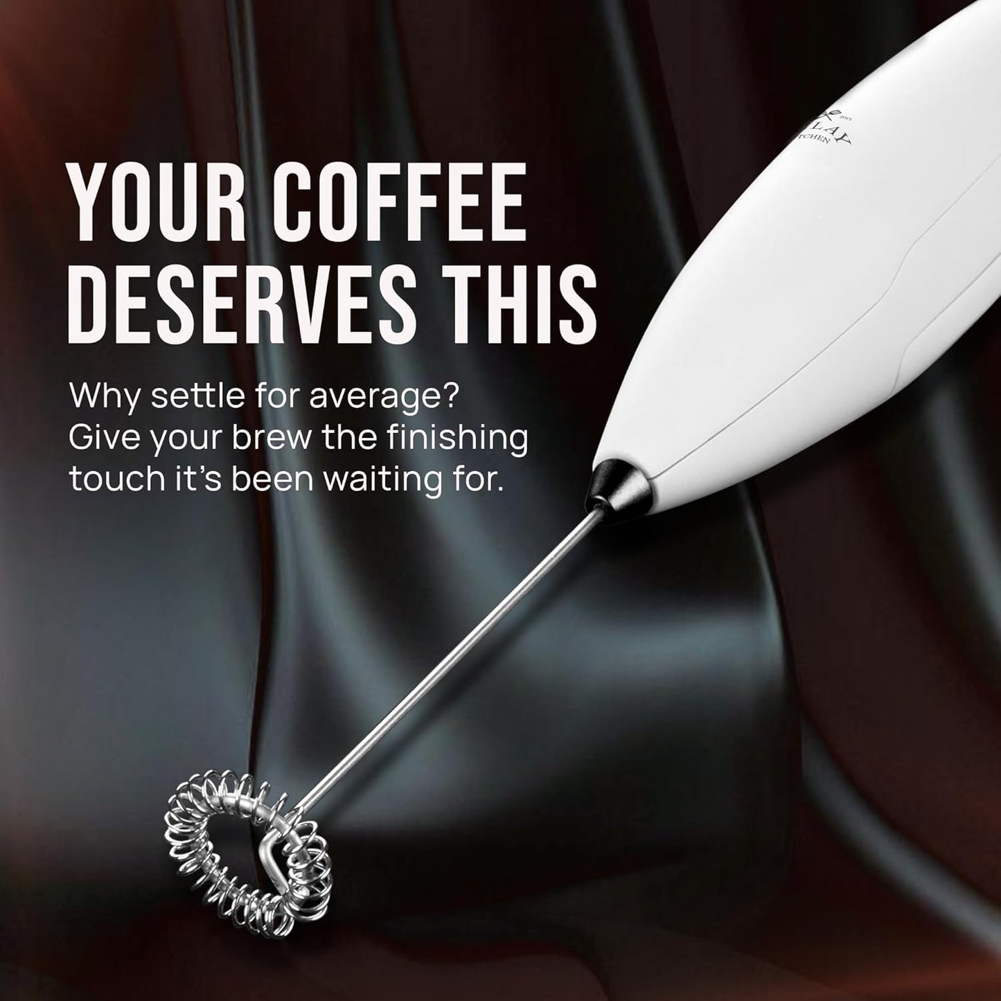 Zulay Kitchen Milk Frother - Luxury Handheld Electric Foam Maker for Coffee & Lattes | Deluxe Finish, Gift-Ready