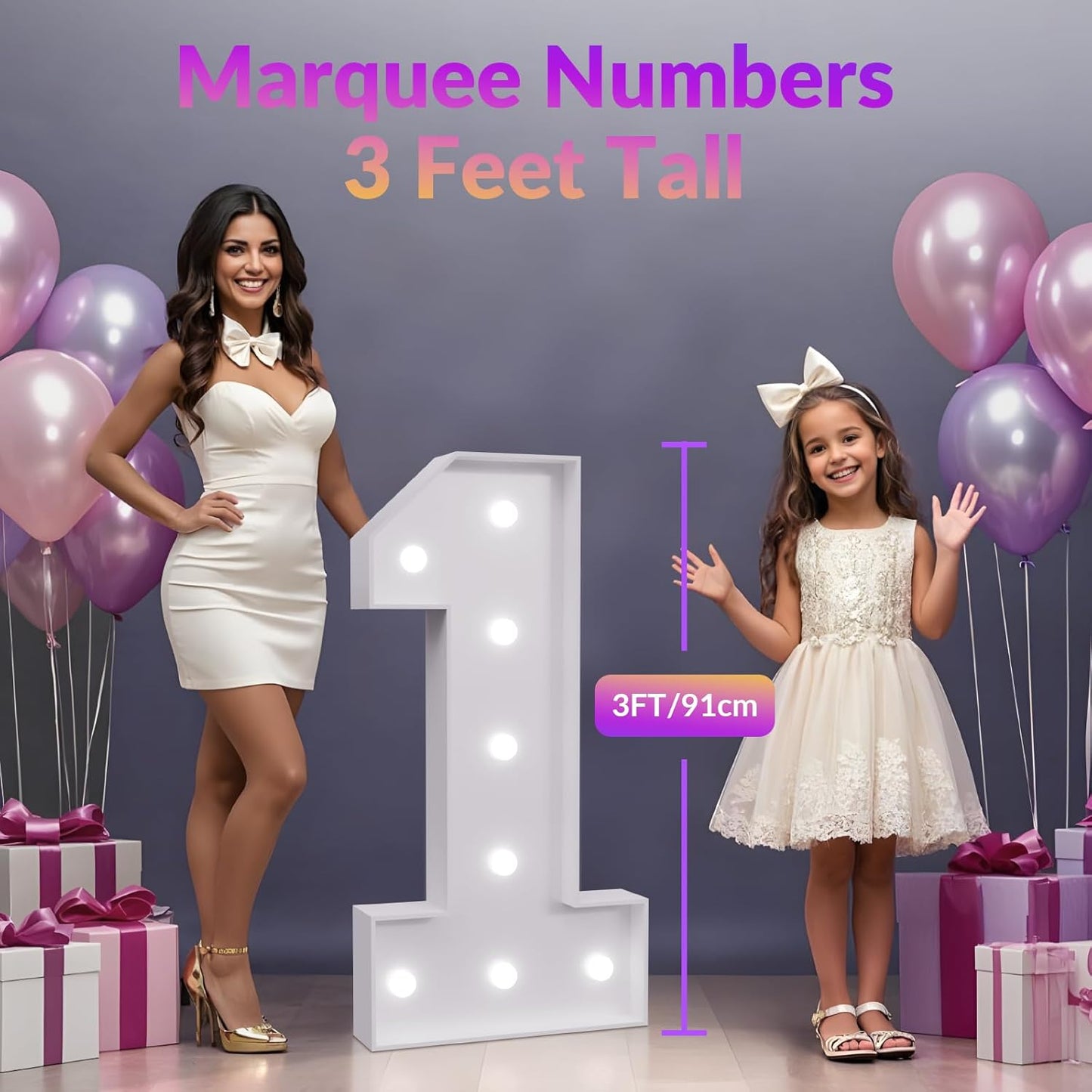 Number 40 Marquee Light Up Sign - 3 Feet Tall 40th Birthday Decorations for Men & Women