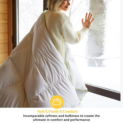 KASENTEX 75% Down 25% Feather - Premium King Goose Feathers Down Comforter, Ultra-Soft, 750 Fill Power Medium Weight for All Season Luxury Hotel Style Fluffy Duvet Insert (106x90 Inches, White)