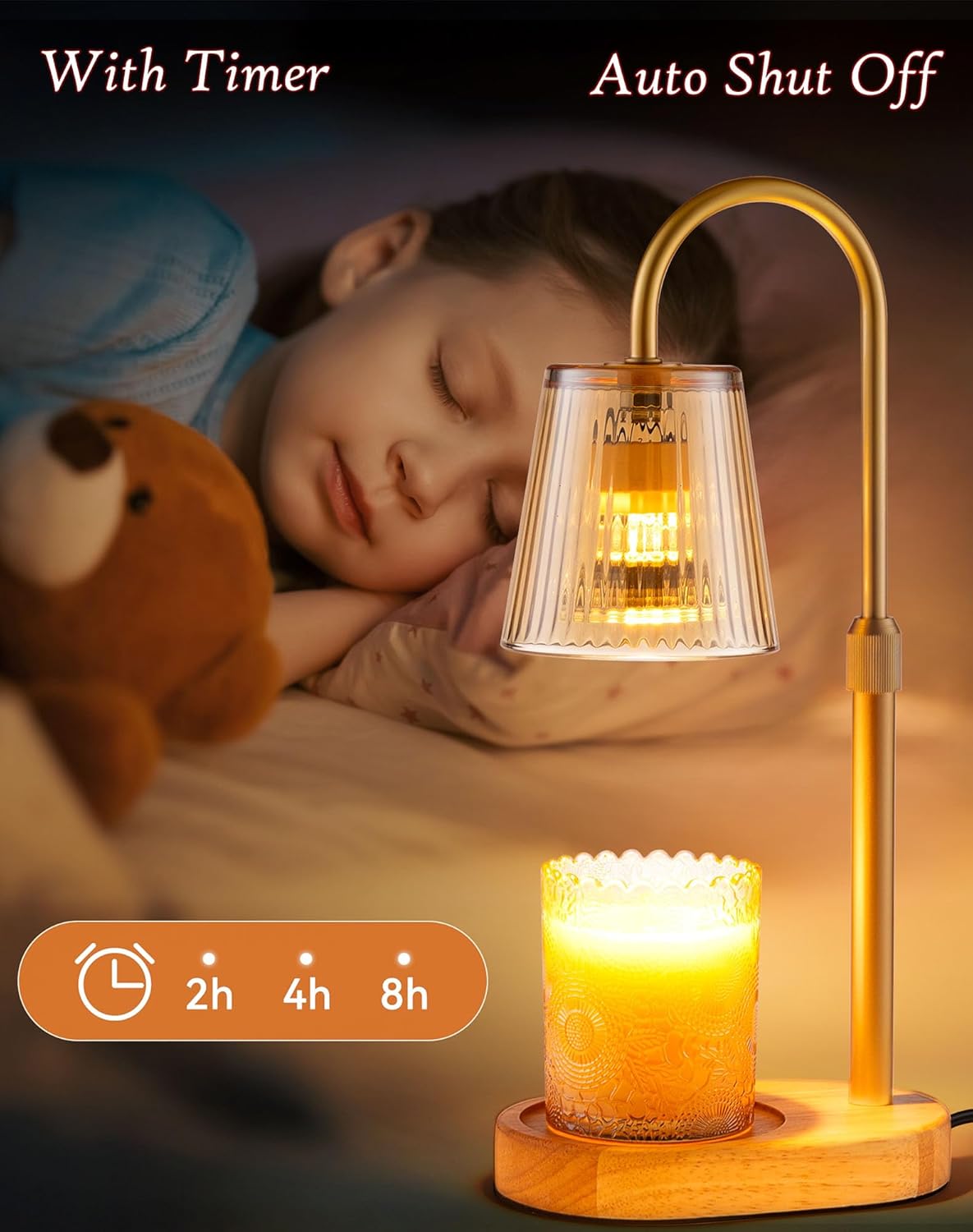 Skiennix Adjustable Candle Warmer Lamp - Dimmable Electric Wax Melter with Timer | Modern Home Decor Gift