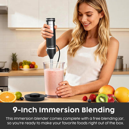 Skiennix 2-In-1 Hand Mixer & Immersion Blender - Portable Electric Handheld Mixer with Beater & Blending Cup for Smoothies, Baby Food, Baking & Soup